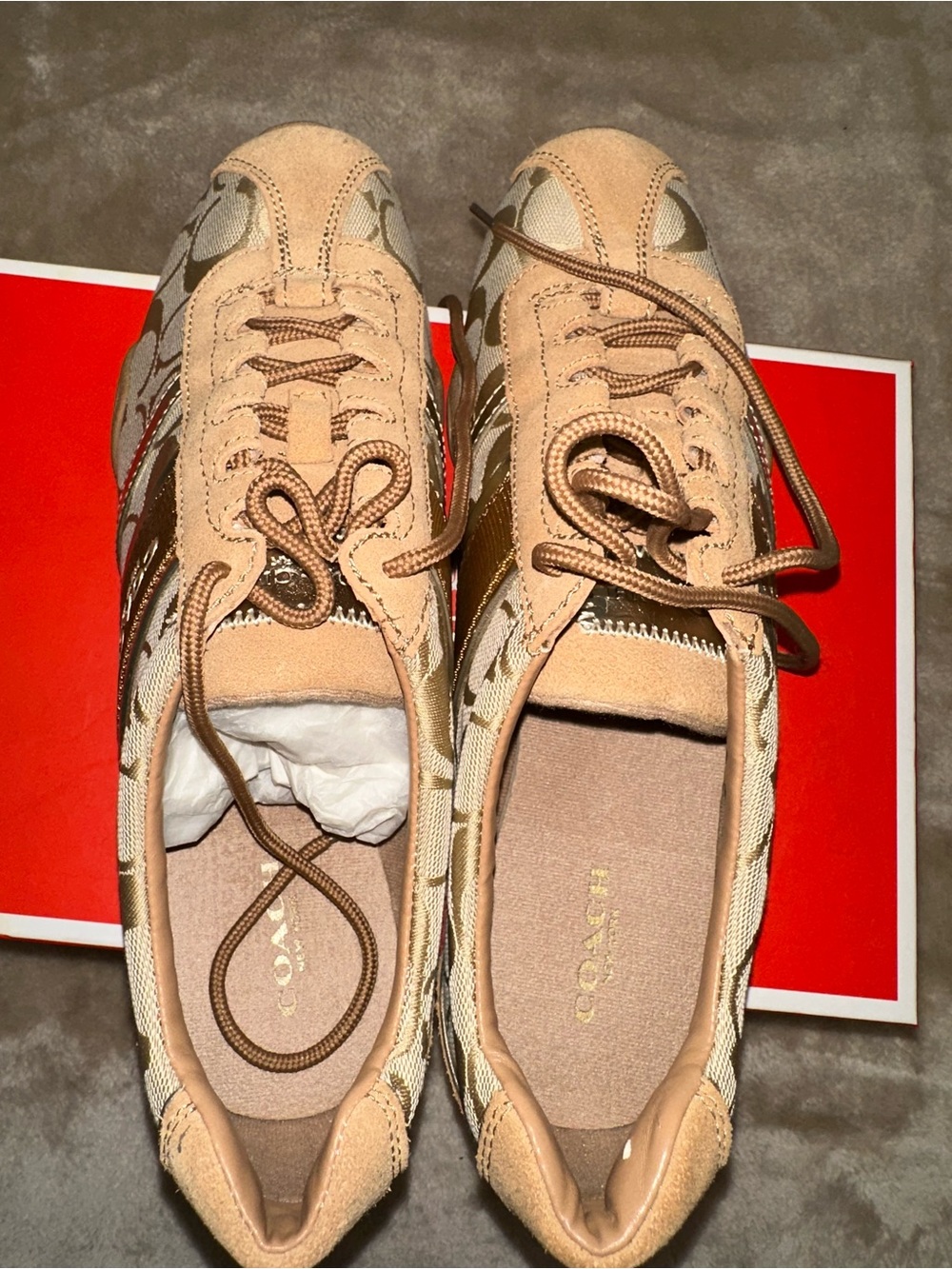 Coach Beige & Brown Signature Runner Sneakers - Women's - Picture 5 of 7